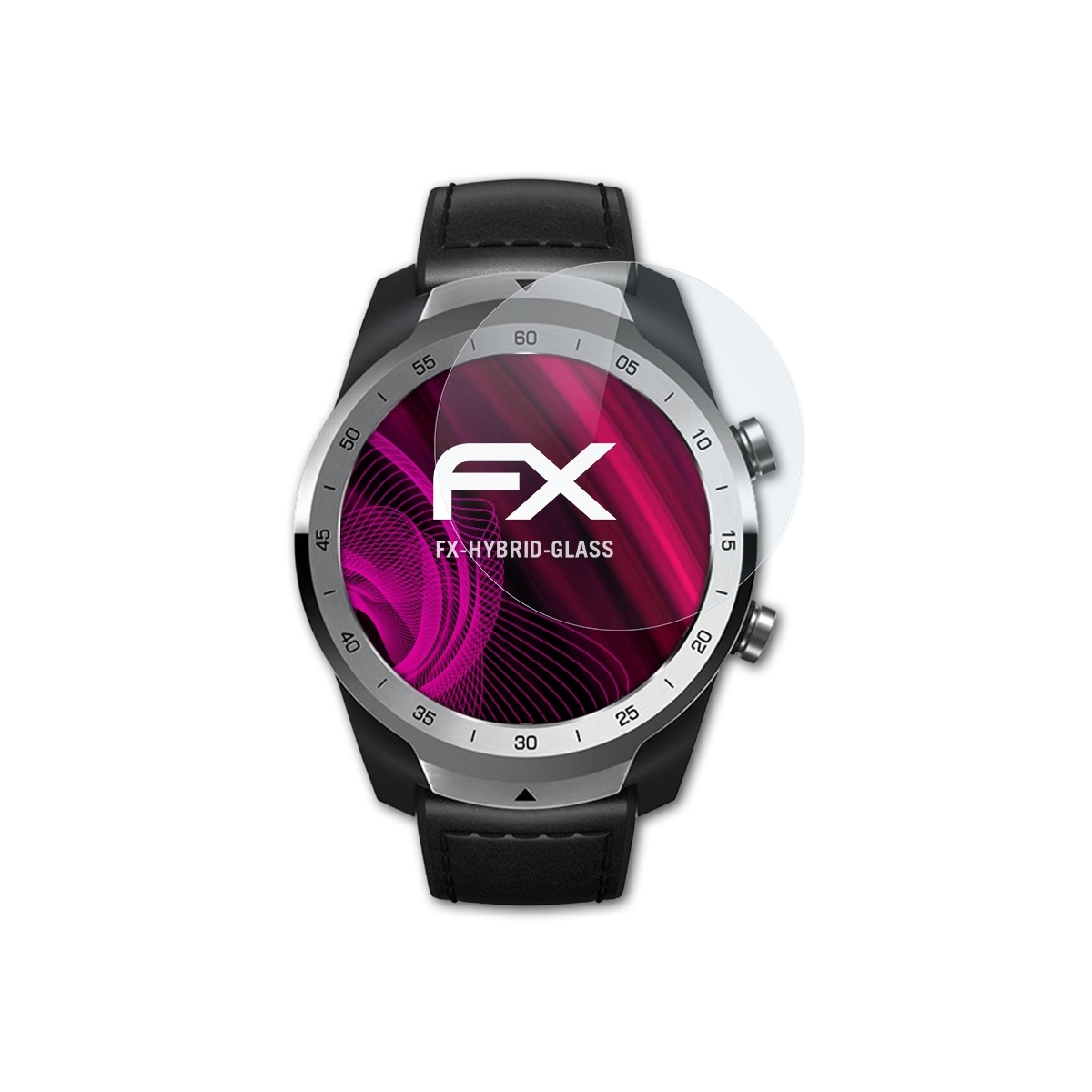 Ticwatch Mobvoi Schutzglas(für Pro) ATFOLIX FX-Hybrid-Glass