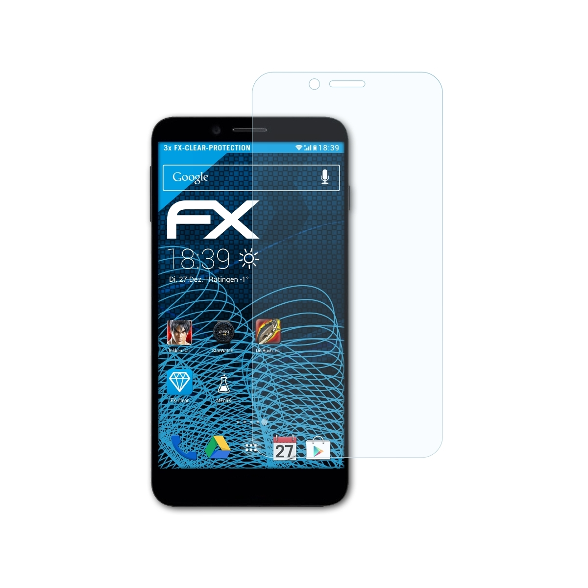 ATFOLIX 3x FX-Clear Displayschutz(für Vestel V3 5580)