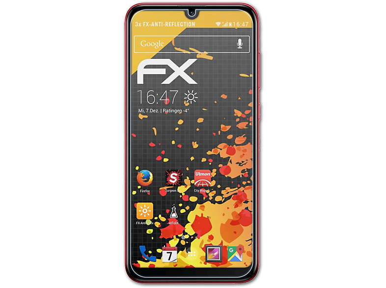 ATFOLIX 3x FX-Antireflex Huawei Pro 2019) Y7 Displayschutz(für
