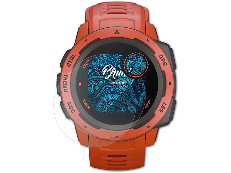 BRUNI 2x Basics-Clear Schutzfolie(für Garmin Instinct) | Smartwatch Schutzfolien & Gläser