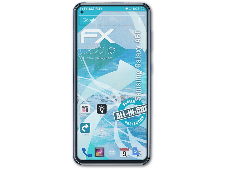 Displayschutz(für 3x ATFOLIX Galaxy Samsung A60) FX-ActiFleX