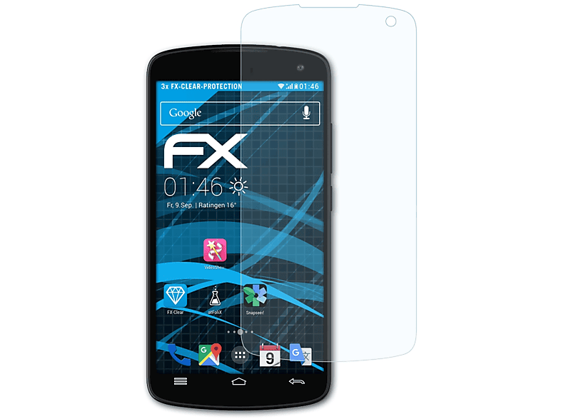ATFOLIX 3x FX-Clear Displayschutz(für BLU Studio X8 HD)