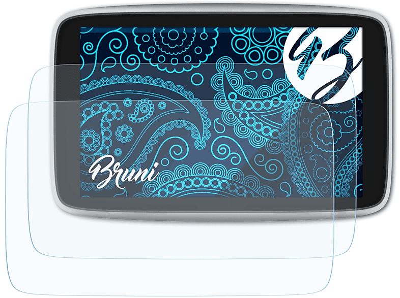 BRUNI 2x Basics-Clear Schutzfolie(für TomTom GO Premium X (6 inch))