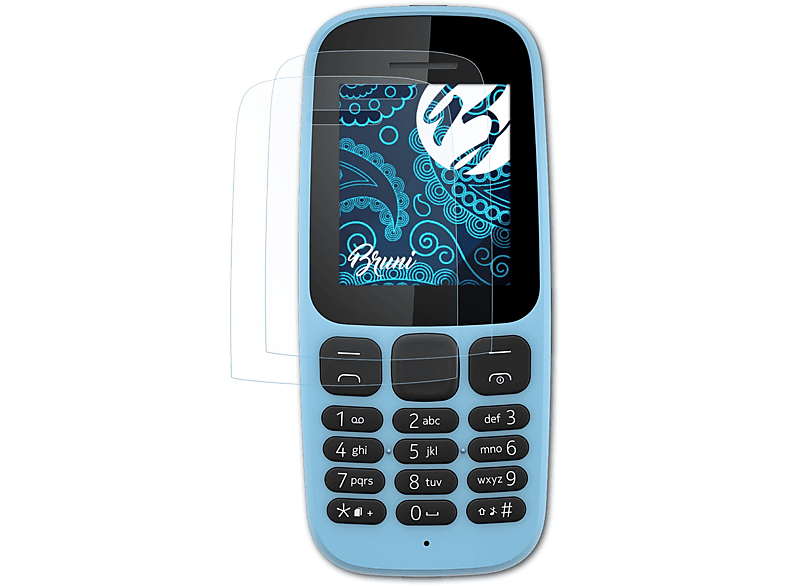 BRUNI 2x Basics-Clear Schutzfolie(für Nokia 105 (2019))