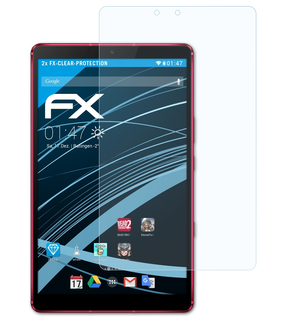 ATFOLIX 2x FX-Clear Turbo Displayschutz(für M6 MediaPad 8.4) Huawei