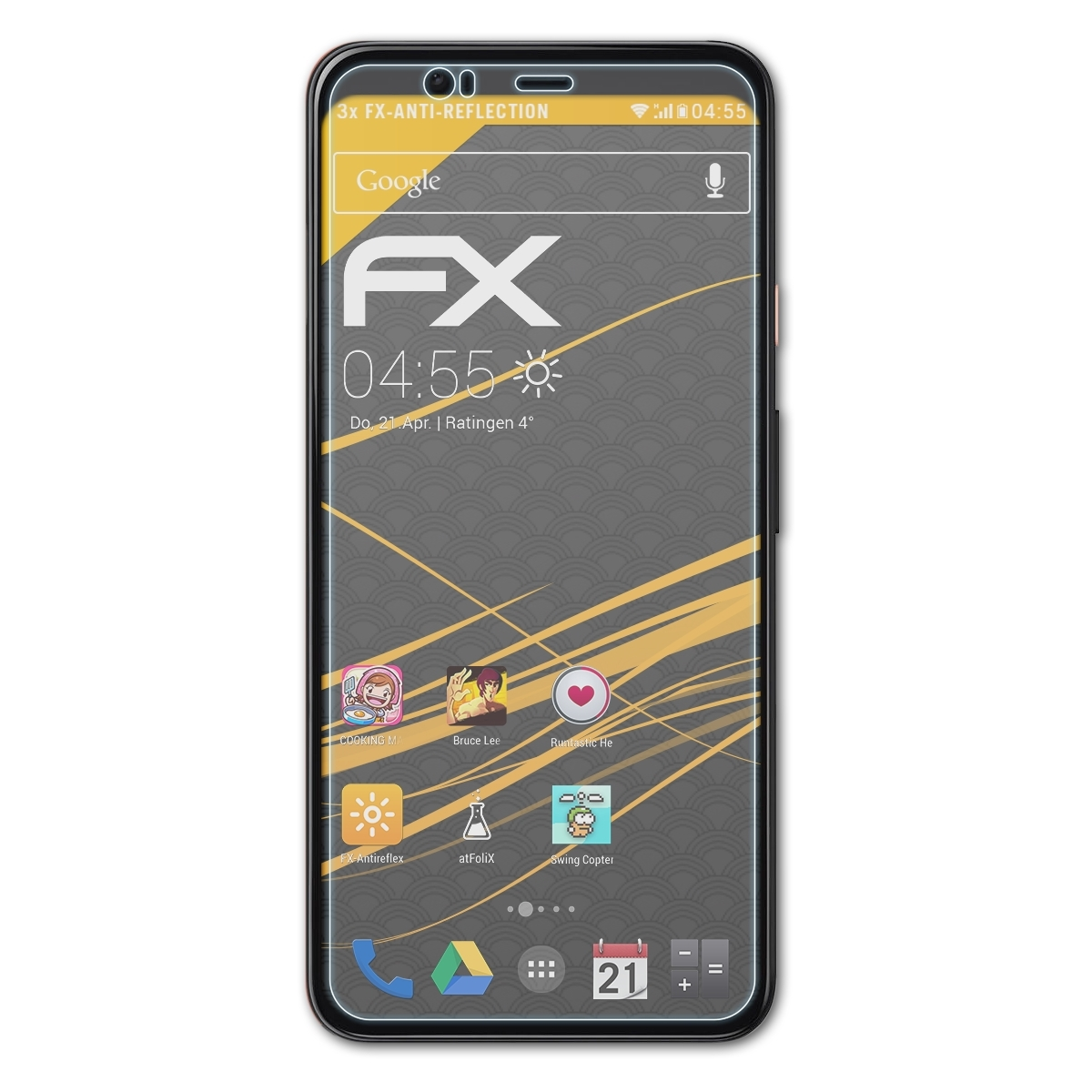 4 ATFOLIX FX-Antireflex XL) 3x Displayschutz(für Pixel Google
