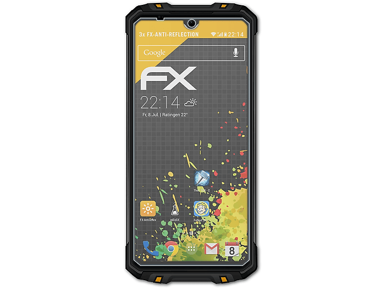 ATFOLIX 3x FX-Antireflex Displayschutz(für Oukitel WP8 Pro)