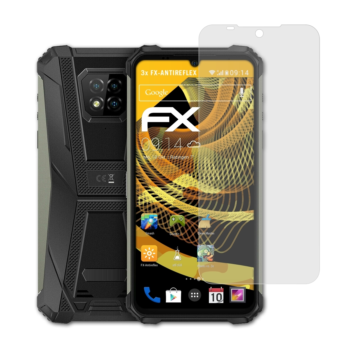 ATFOLIX 3x Displayschutz(für FX-Antireflex 8) Ulefone Armor