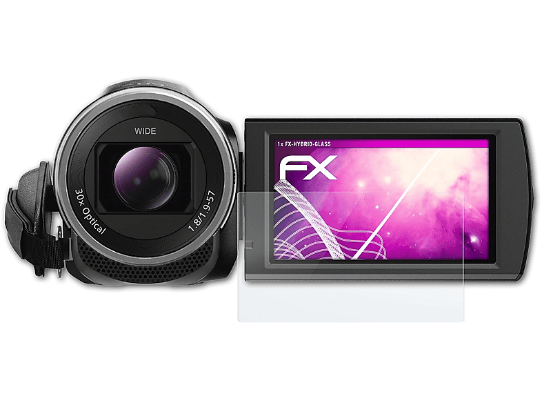 ATFOLIX FX-Hybrid-Glass Schutzglas(für Sony HDR-CX625)