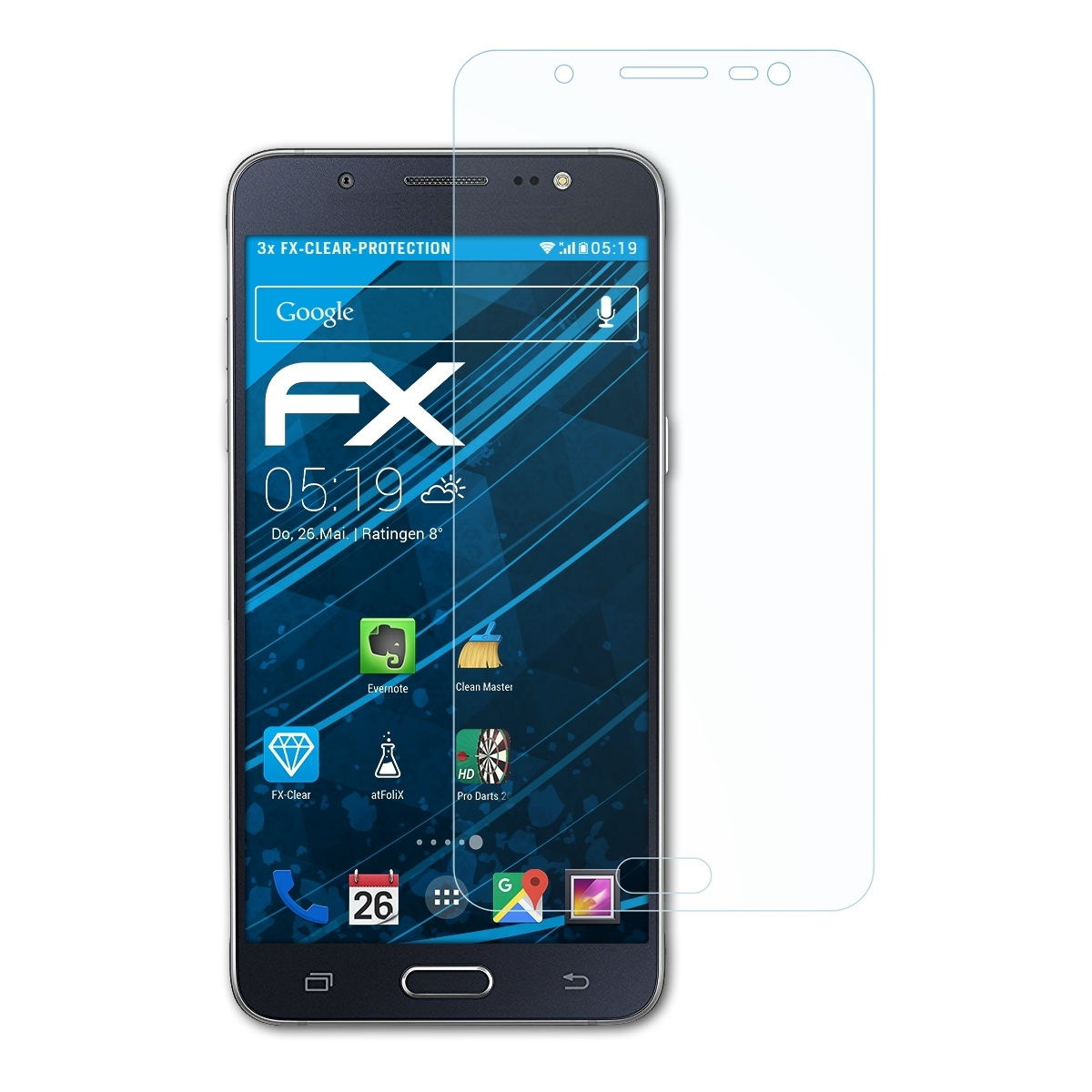 ATFOLIX 3x FX-Clear Displayschutz(für Samsung Galaxy J5 (2016))