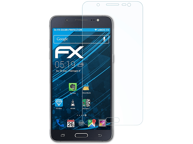 ATFOLIX 3x (2016)) J5 Samsung Displayschutz(für FX-Clear Galaxy