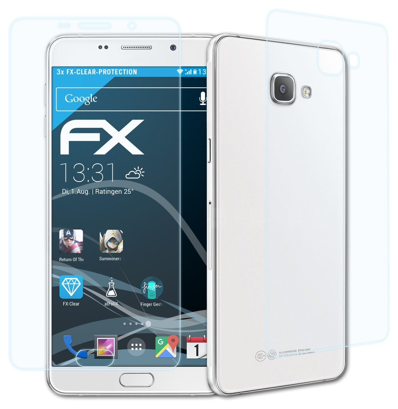 ATFOLIX 3x FX-Clear Displayschutz(für A9 Samsung Galaxy (2016))