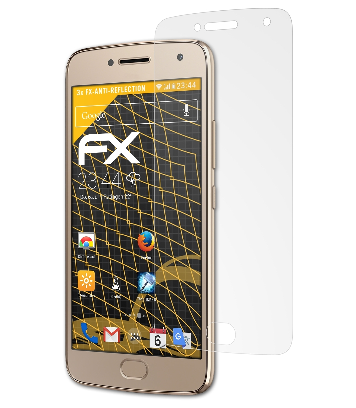 ATFOLIX 3x FX-Antireflex Moto Displayschutz(für Motorola Lenovo Plus) G5