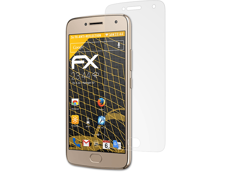 ATFOLIX 3x FX-Antireflex Displayschutz(für Lenovo Motorola Moto G5 Plus)
