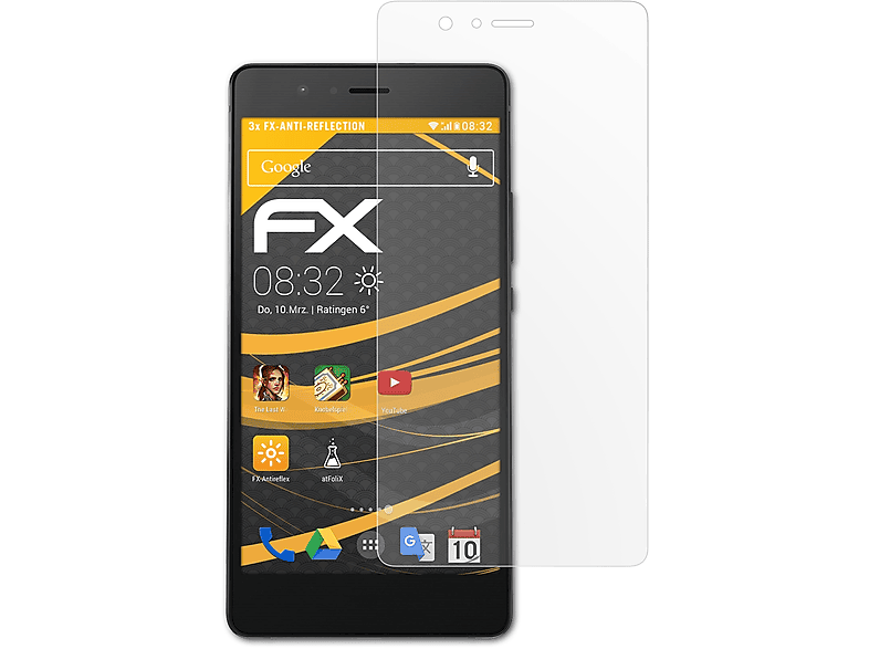 ATFOLIX 3x FX-Antireflex Displayschutz(für Huawei Lite) P9