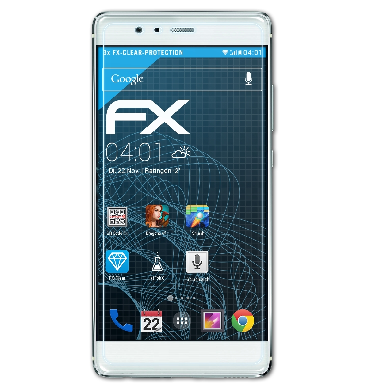 ATFOLIX 3x FX-Clear Huawei P9) Displayschutz(für