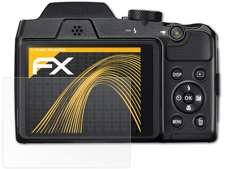 ATFOLIX Nikon B500) Displayschutz(für 3x Coolpix FX-Antireflex