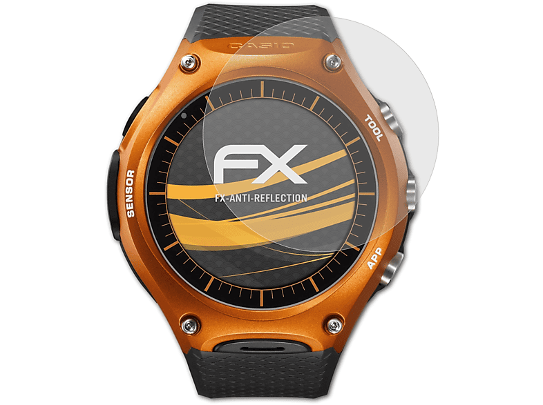ATFOLIX 3x FX-Antireflex Displayschutz(für Casio WSD-F10) | Smartwatch Schutzfolien & Gläser