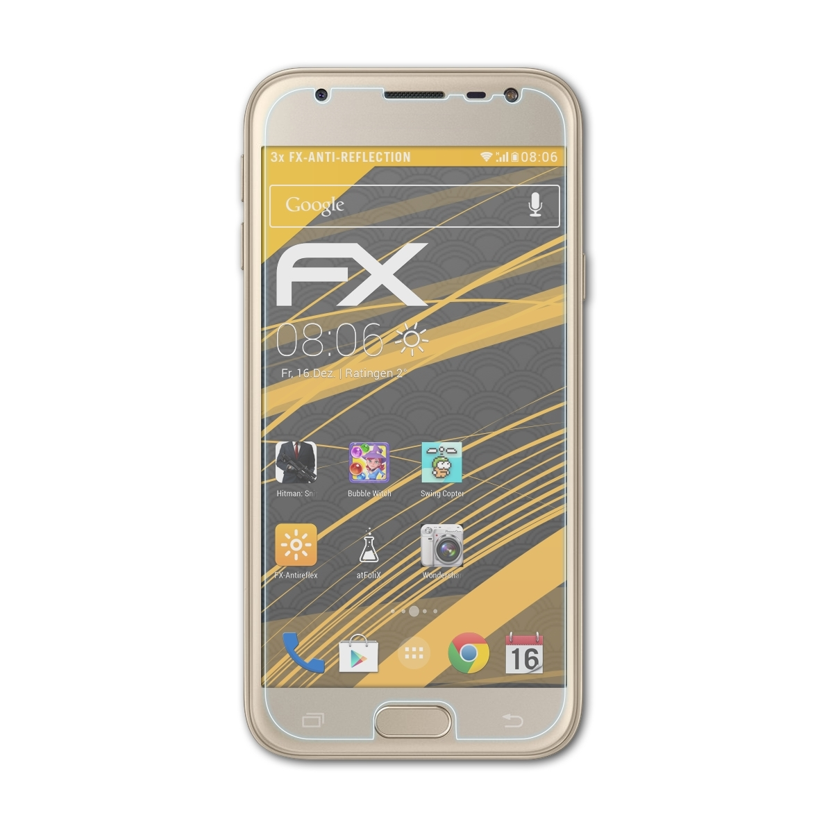 ATFOLIX 3x FX-Antireflex Displayschutz(für Samsung J3 Pro (SM-J330)) Galaxy