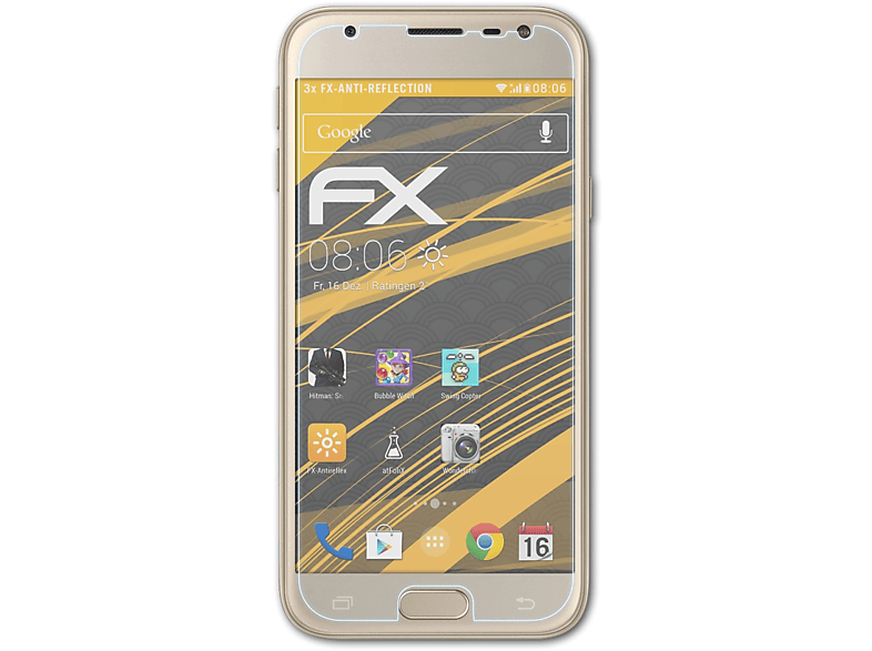 ATFOLIX 3x FX-Antireflex Displayschutz(für Samsung Galaxy J3 Pro (SM-J330))
