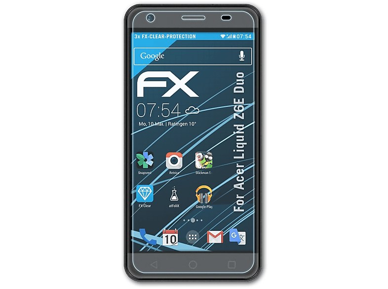 ATFOLIX 3x FX-Clear Displayschutz(für Acer Z6E (Duo)) Liquid