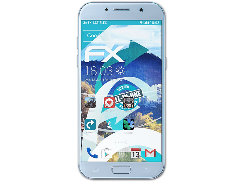 ATFOLIX 3x FX-ActiFleX Displayschutz(für Samsung (2017) A5 Front) Galaxy