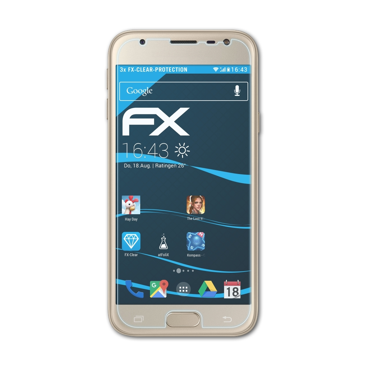(SM-J330)) Galaxy FX-Clear J3 Samsung ATFOLIX Pro 3x Displayschutz(für