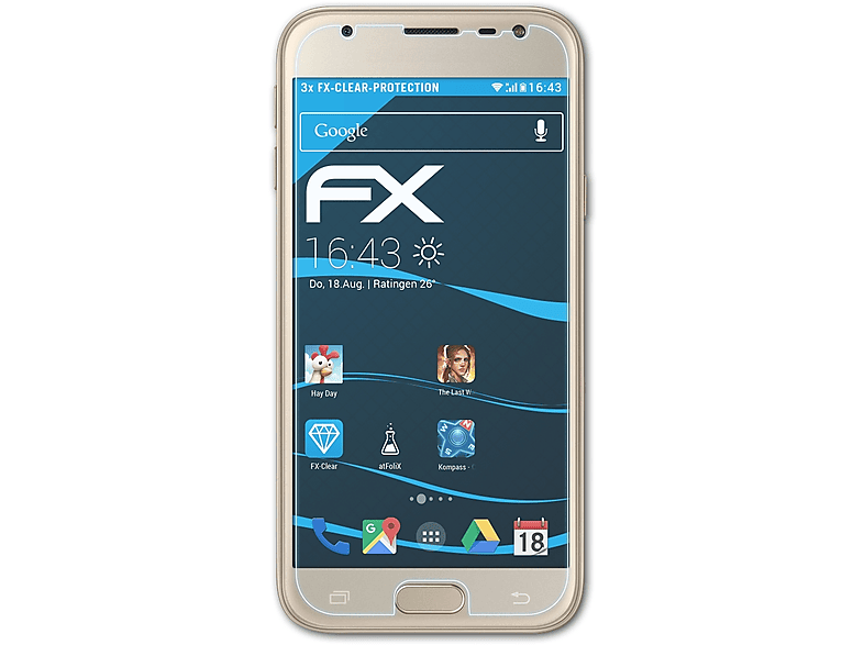 ATFOLIX 3x FX-Clear Displayschutz(für Samsung Galaxy J3 Pro (SM-J330))