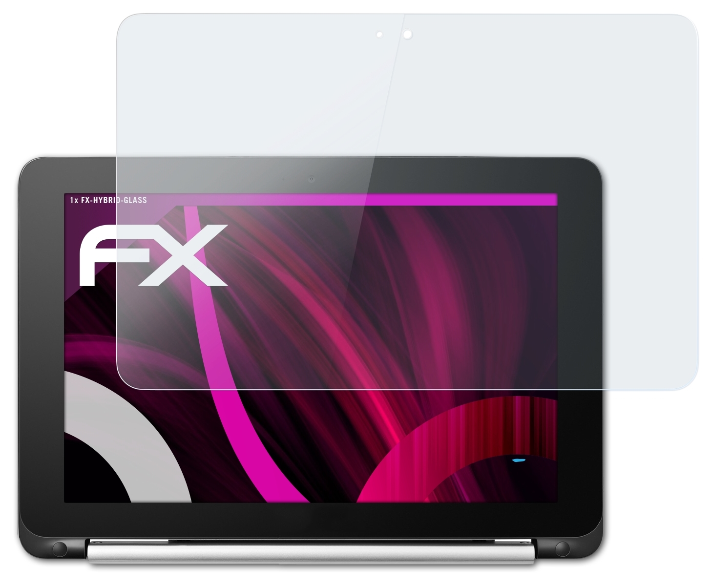 ATFOLIX FX-Hybrid-Glass Schutzglas(für Asus C101PA) Flip Chromebook