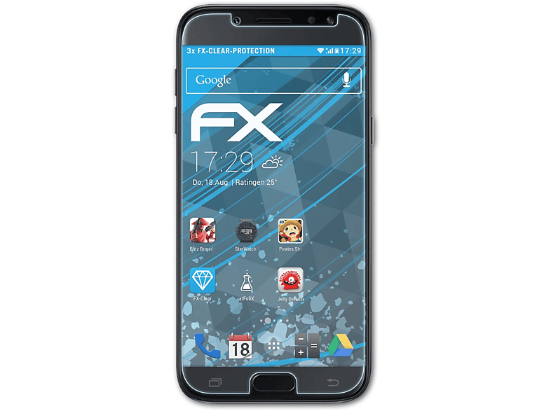 ATFOLIX 3x FX-Clear Displayschutz(für Samsung Galaxy J7 (2017))
