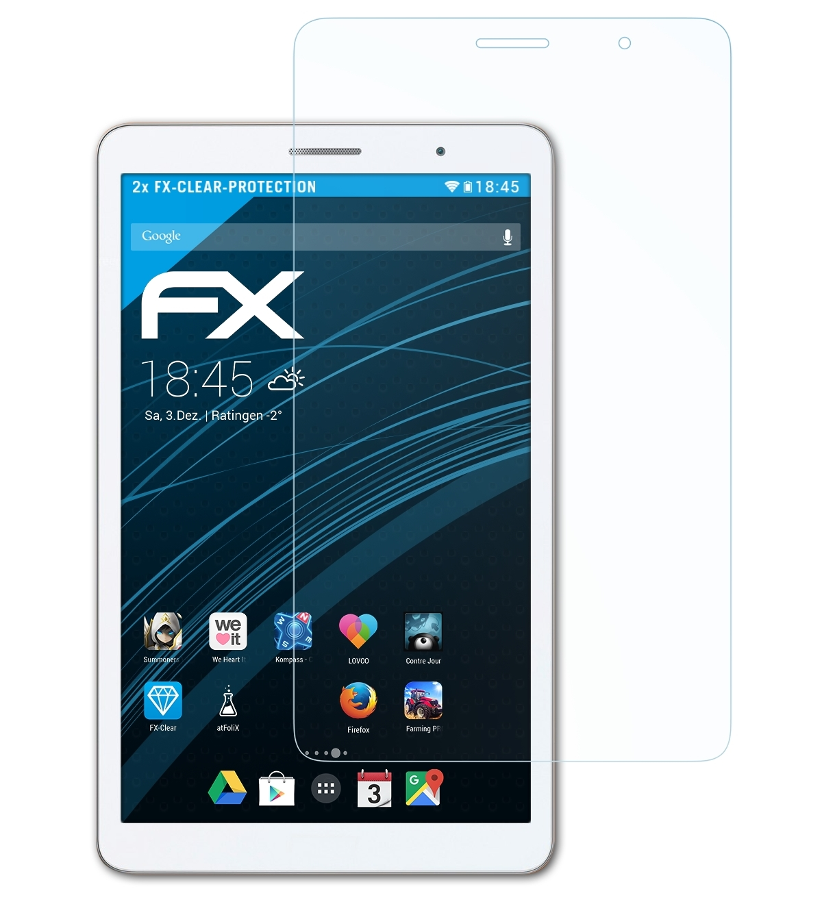 ATFOLIX 2x FX-Clear Displayschutz(für MediaPad T3 Huawei 8.0)