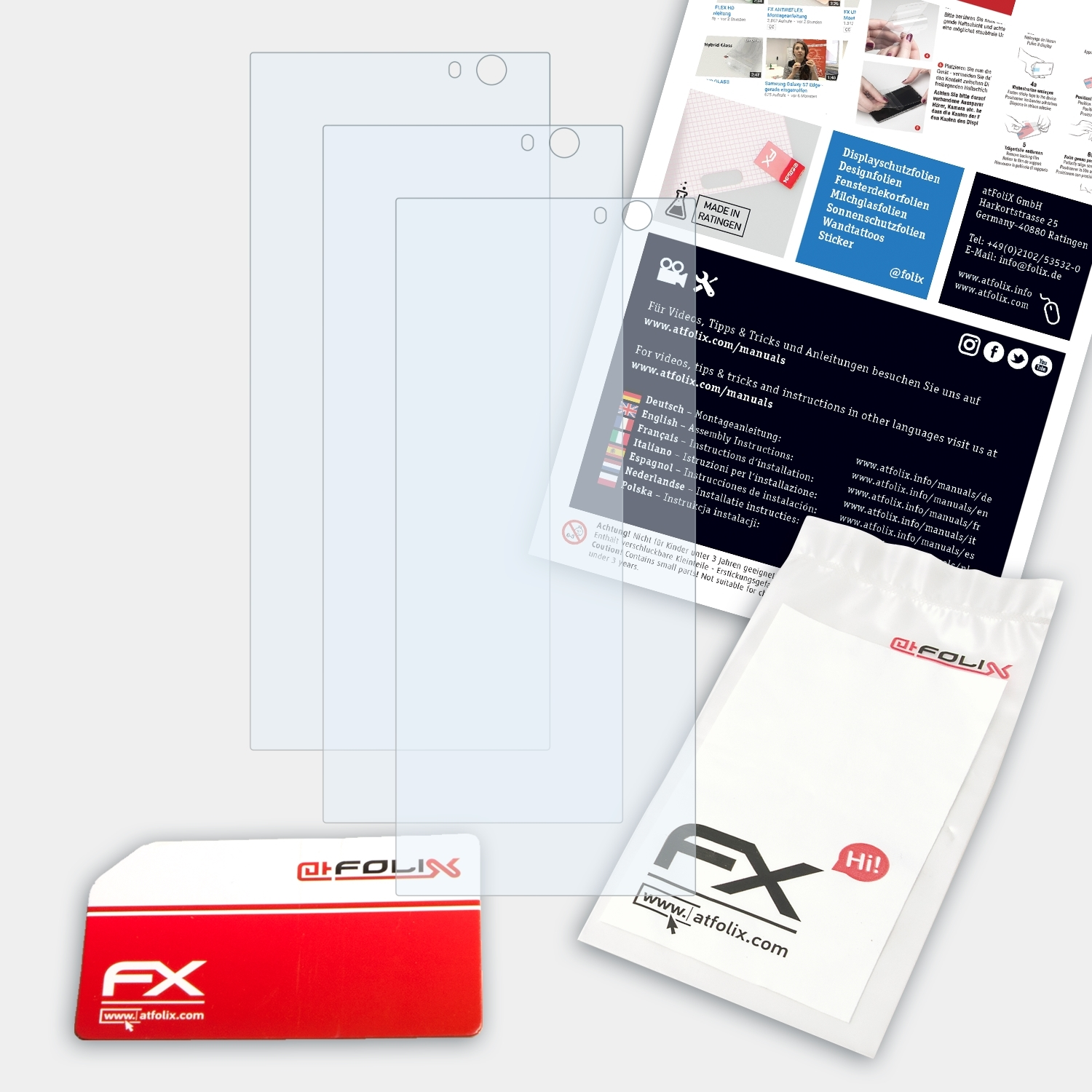 ATFOLIX 3x FX-Clear Displayschutz(für Sony XA2) Xperia