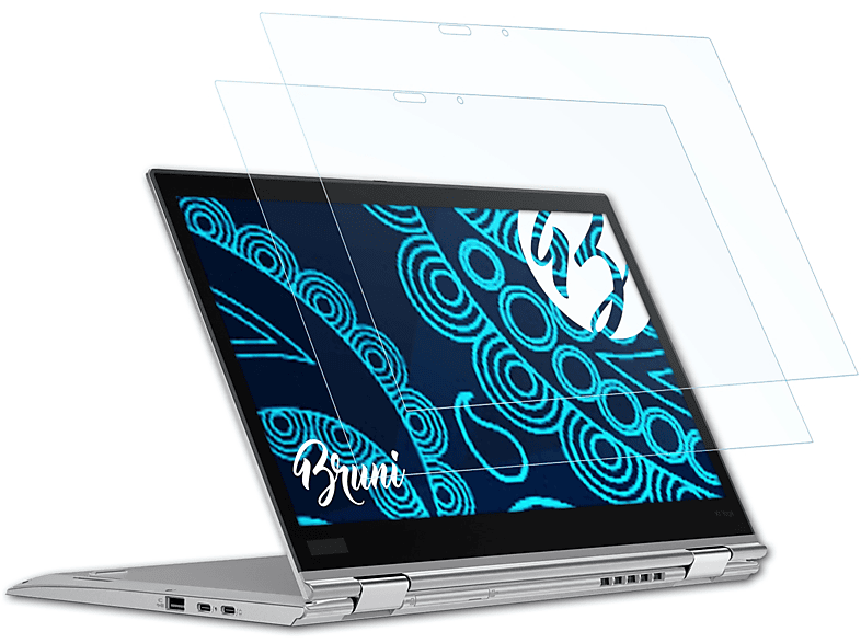 BRUNI 2x Basics-Clear Schutzfolie(für Lenovo ThinkPad X1 Yoga (3rd Gen. 2018))
