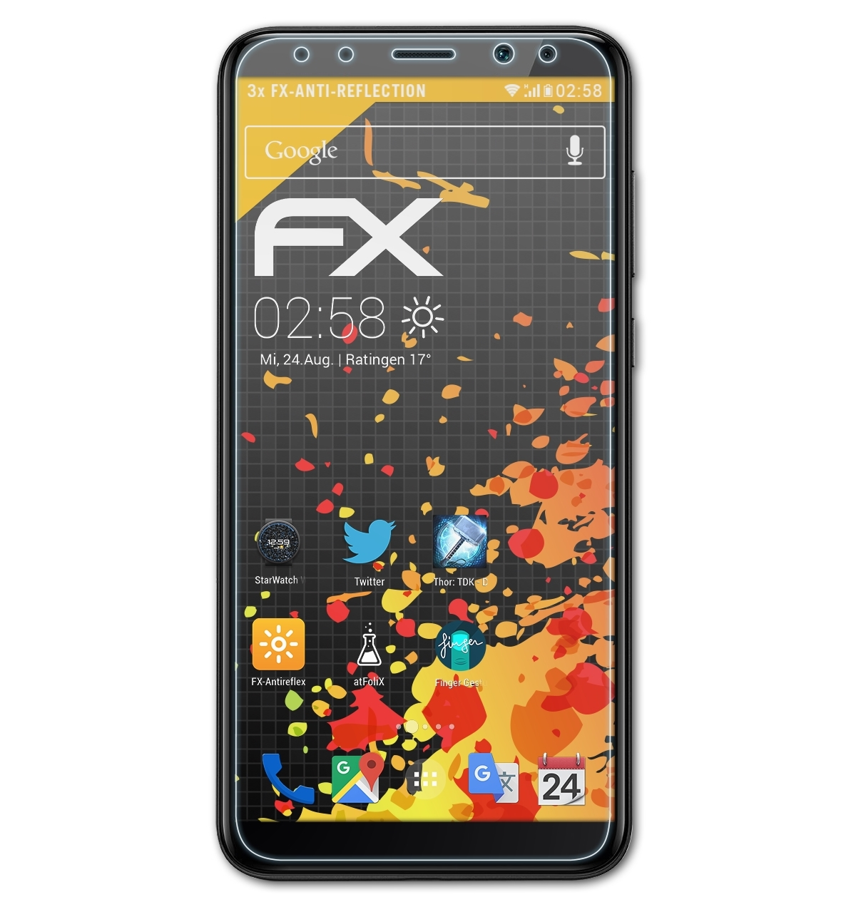ATFOLIX 3x FX-Antireflex Displayschutz(für Mate Huawei 10 Lite)