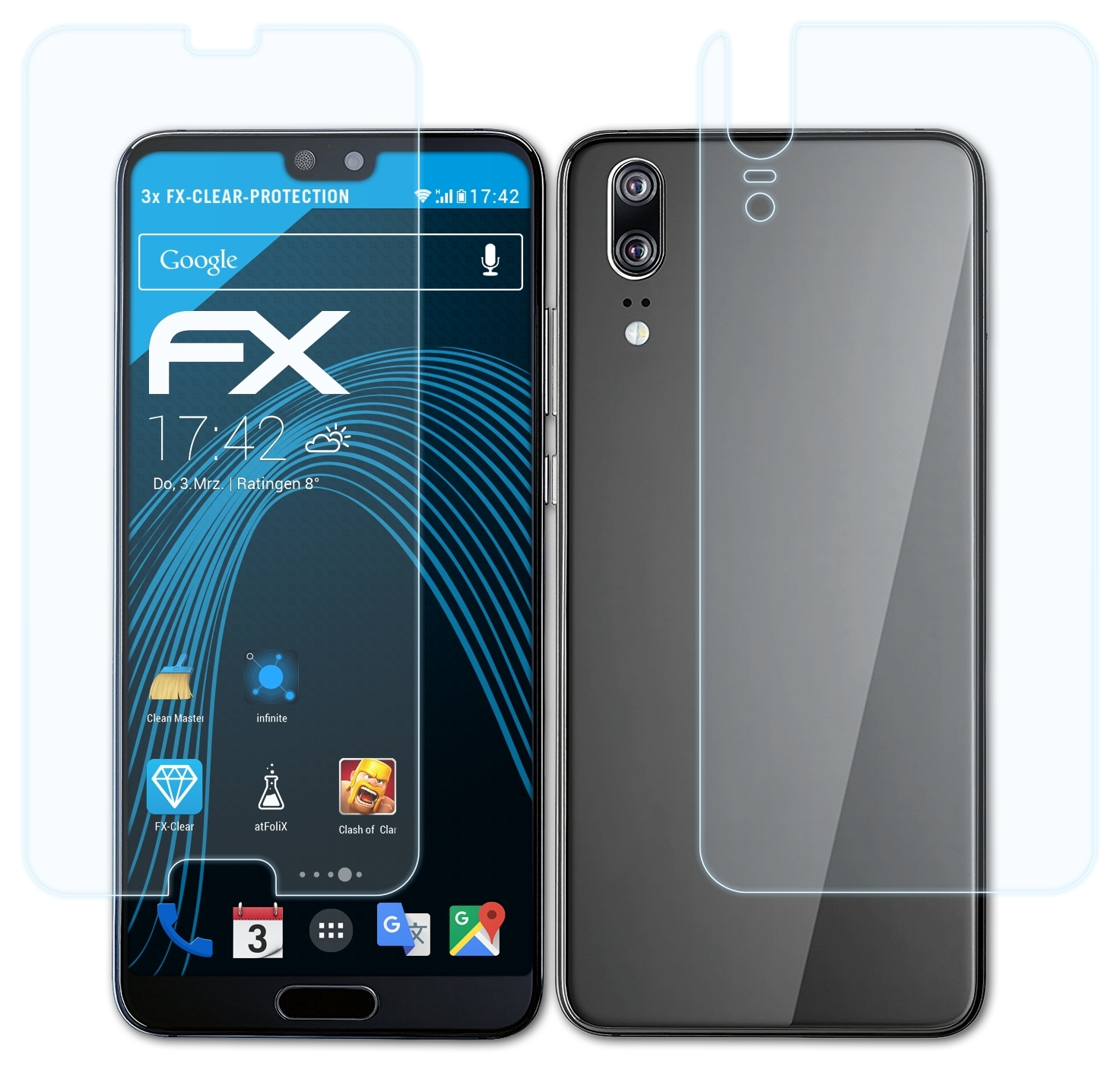 ATFOLIX 3x FX-Clear Displayschutz(für Huawei P20)