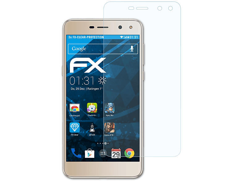 Play 3x Displayschutz(für ATFOLIX Huawei Honor FX-Clear 6)