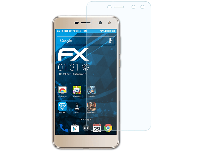 ATFOLIX 3x FX-Clear Huawei Displayschutz(für Honor 6) Play