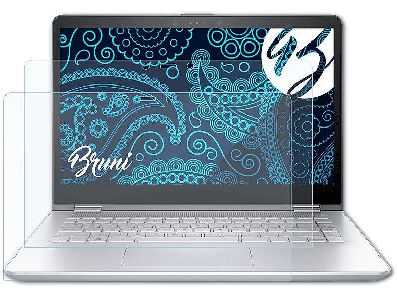 BRUNI 2x Basics-Clear Schutzfolie(für HP Pavilion x360 14-ba019ng)