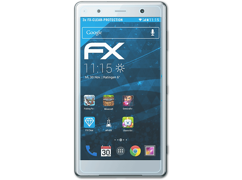 ATFOLIX 3x FX-Clear Sony Displayschutz(für Xperia Premium) XZ2