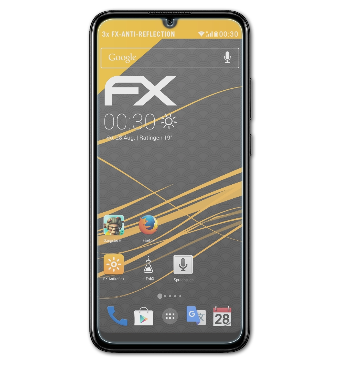ATFOLIX 3x 2019) Huawei Y6 FX-Antireflex Displayschutz(für