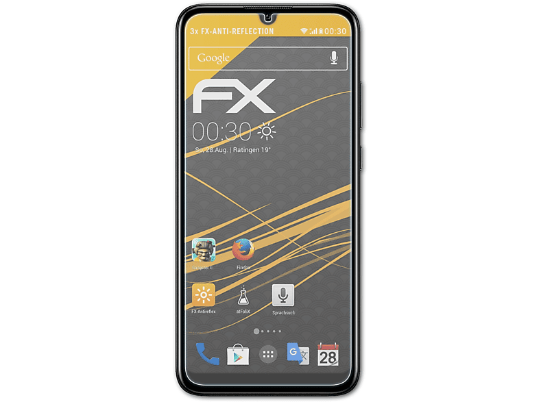 ATFOLIX 3x FX-Antireflex Displayschutz(für Huawei Y6 2019)