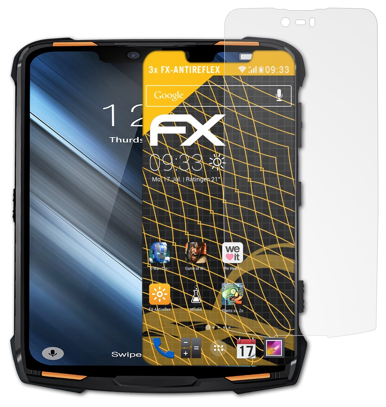 S90) 3x FX-Antireflex Doogee ATFOLIX Displayschutz(für