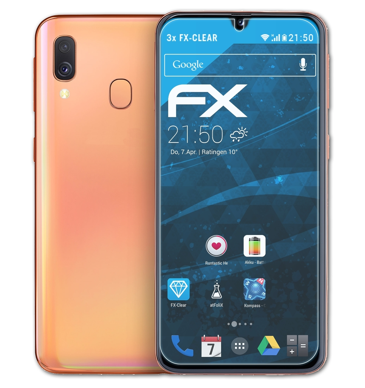 A40) FX-Clear Samsung Galaxy ATFOLIX Displayschutz(für 3x