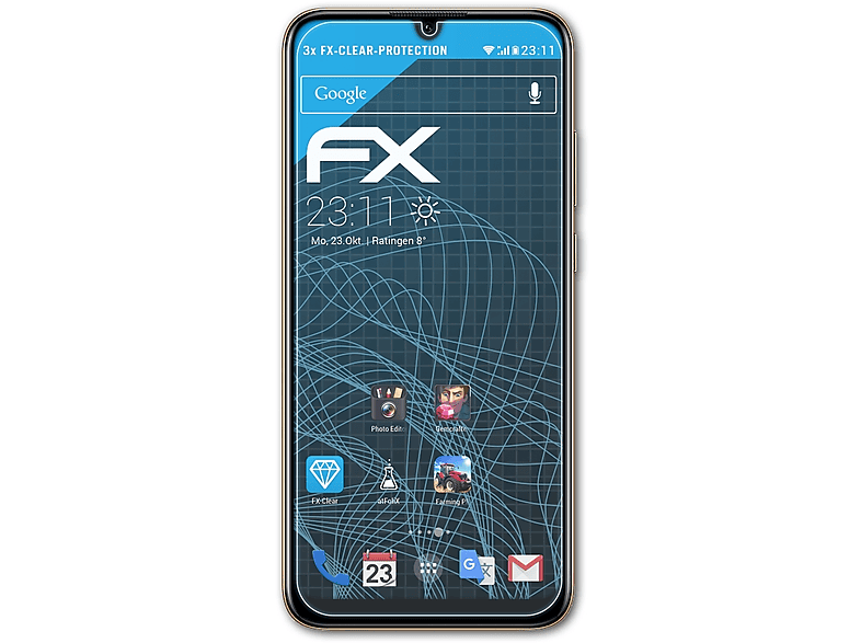 ATFOLIX 3x FX-Clear Displayschutz(für Huawei Y6 Pro 2019)