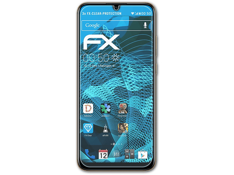 ATFOLIX 3x FX-Clear Displayschutz(für Huawei Y6 Prime 2019)
