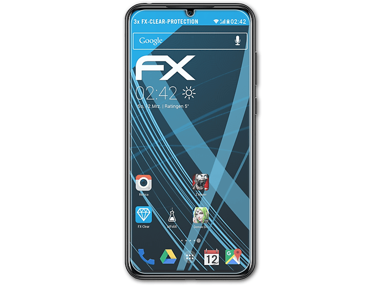 ATFOLIX 3x FX-Clear Displayschutz(für Doogee Y9 Plus)