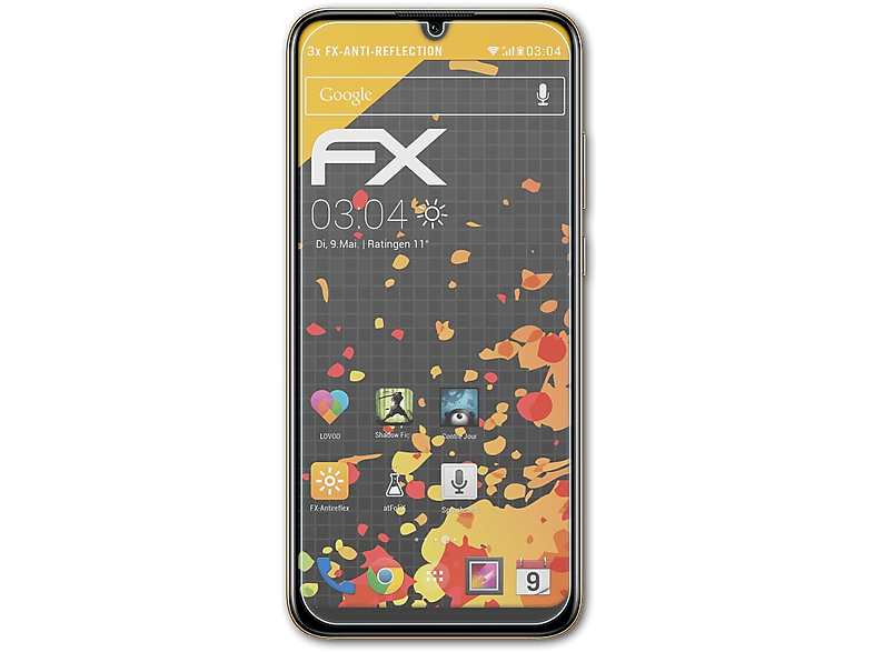 3x ATFOLIX Y6 Displayschutz(für Pro Huawei FX-Antireflex 2019)