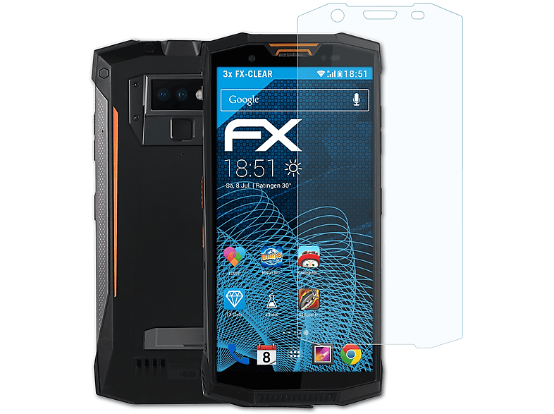 ATFOLIX 3x Displayschutz(für Lite) Doogee FX-Clear S70