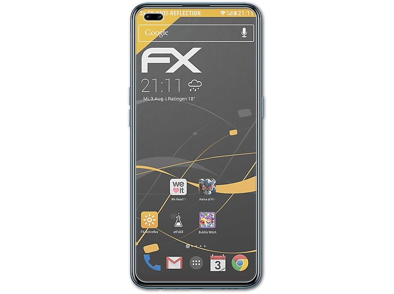 ATFOLIX 3x Oppo F17 Pro) Displayschutz(für FX-Antireflex