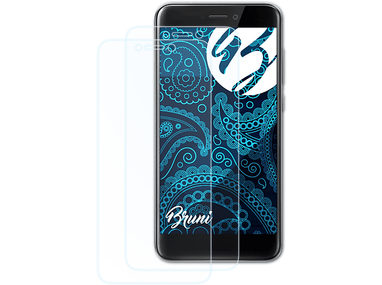 BRUNI 2x Basics-Clear Schutzfolie(für Huawei P8 Lite (2017))